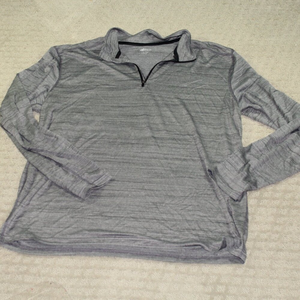 bcg Men's Size L 1/4 Zip Grey Pullover Lightweight Long Sleeve Shirt